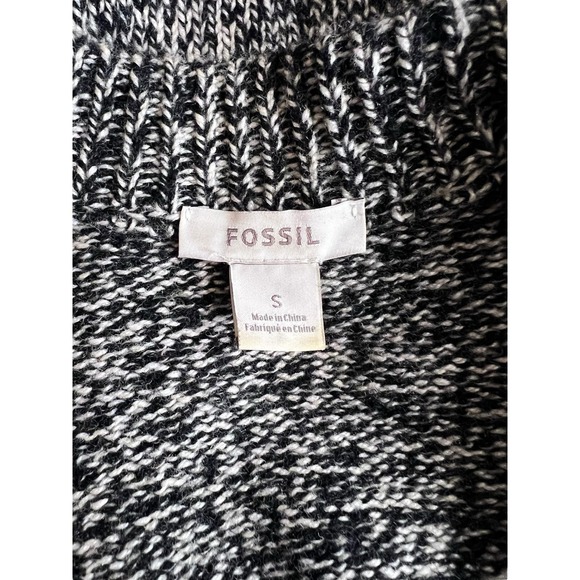 Fossil merino wool silk Black White Long Sleeve three button Cardigan Small - Picture 5 of 10